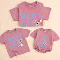Some Bunny Is One Boy 1st Birthday Outfit with Watercolor Bunny Design Bubble Romper Matching Family Shirts Custom Names Soft Cotton