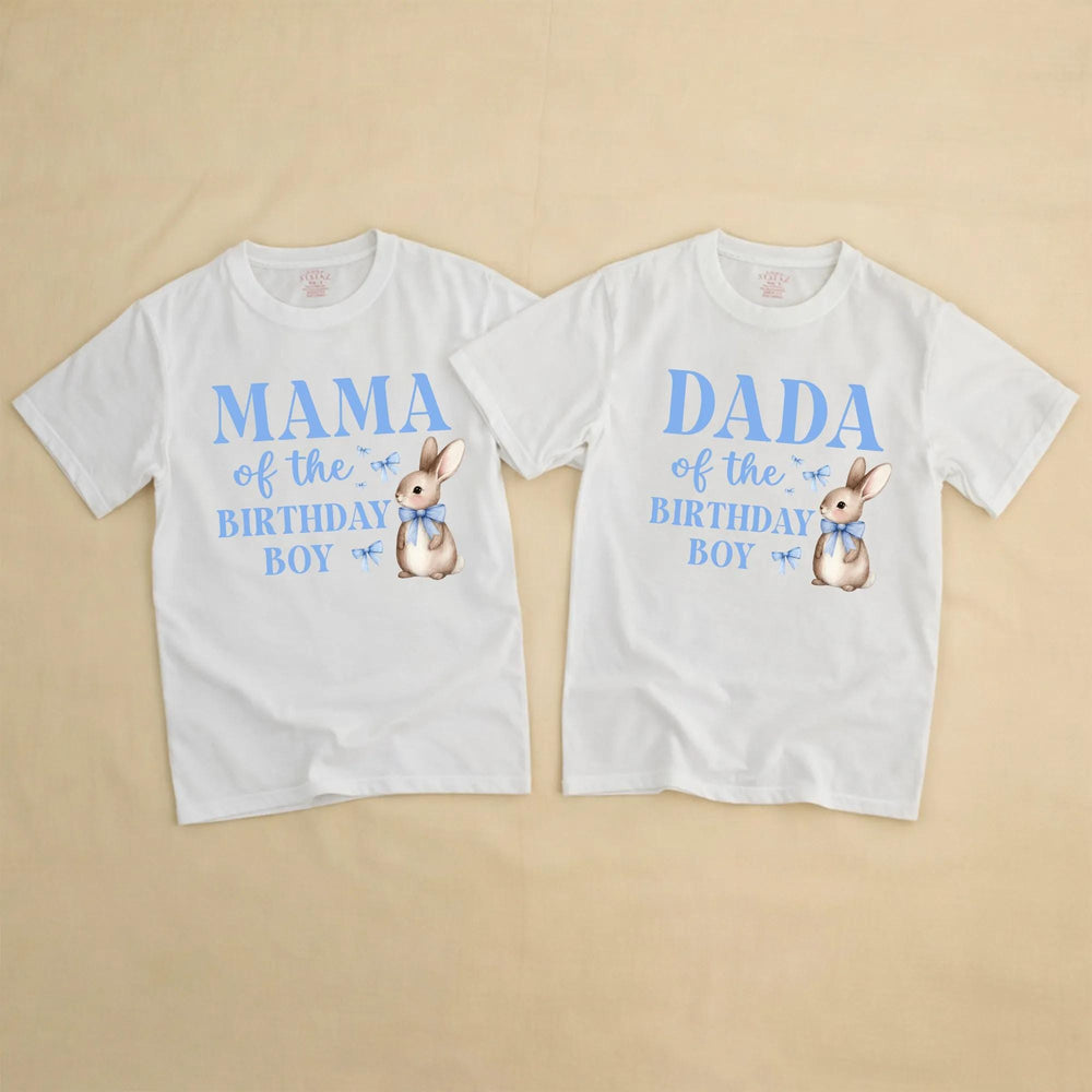 Some Bunny Is One Boy 1st Birthday Outfit with Watercolor Bunny Design Bubble Romper Matching Family Shirts Custom Names Soft Cotton