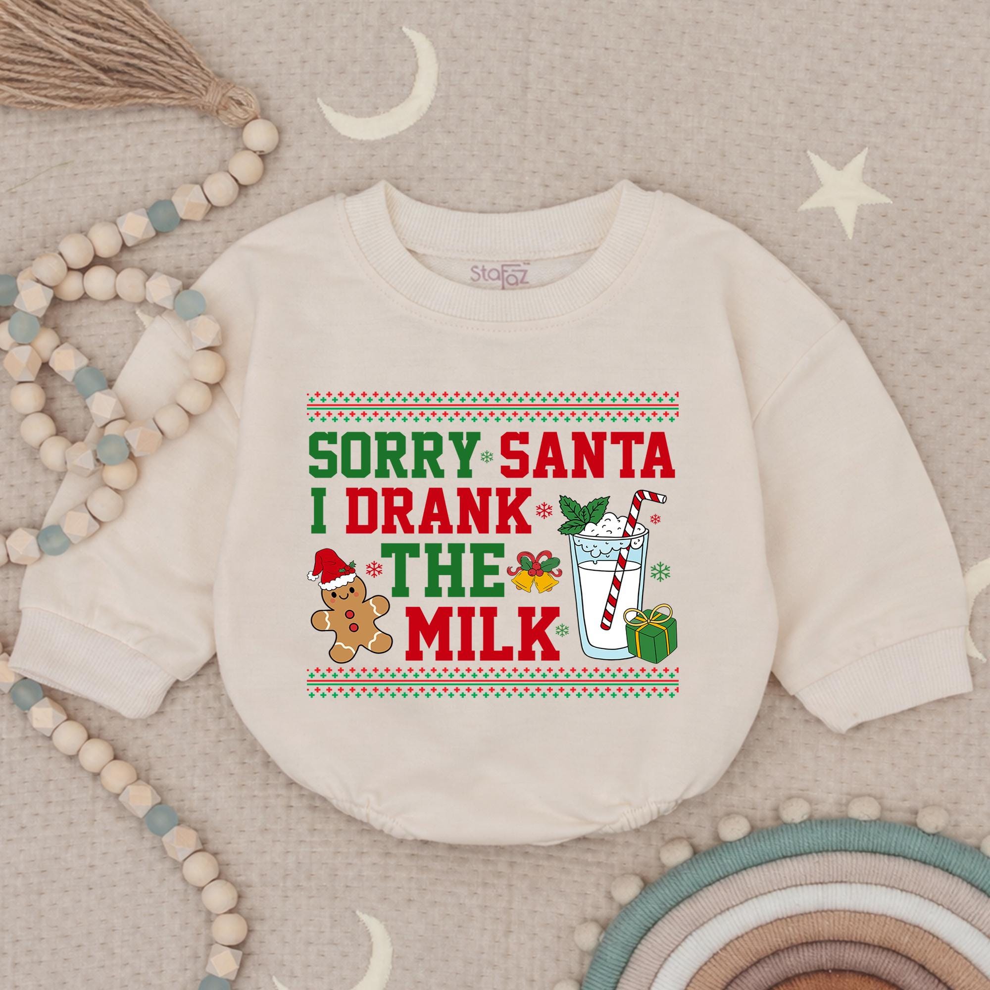 Sorry Santa I Drank the Milk Baby Christmas Romper, Funny Holiday Outfit with Festive Print, Cute Xmas Pajamas Baby Gift
