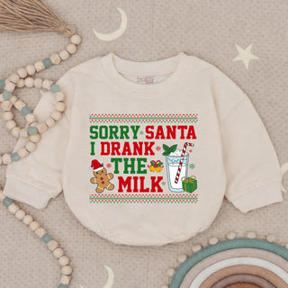 Sorry Santa I Drank the Milk Baby Christmas Romper, Funny Holiday Outfit with Festive Print, Cute Xmas Pajamas Baby Gift