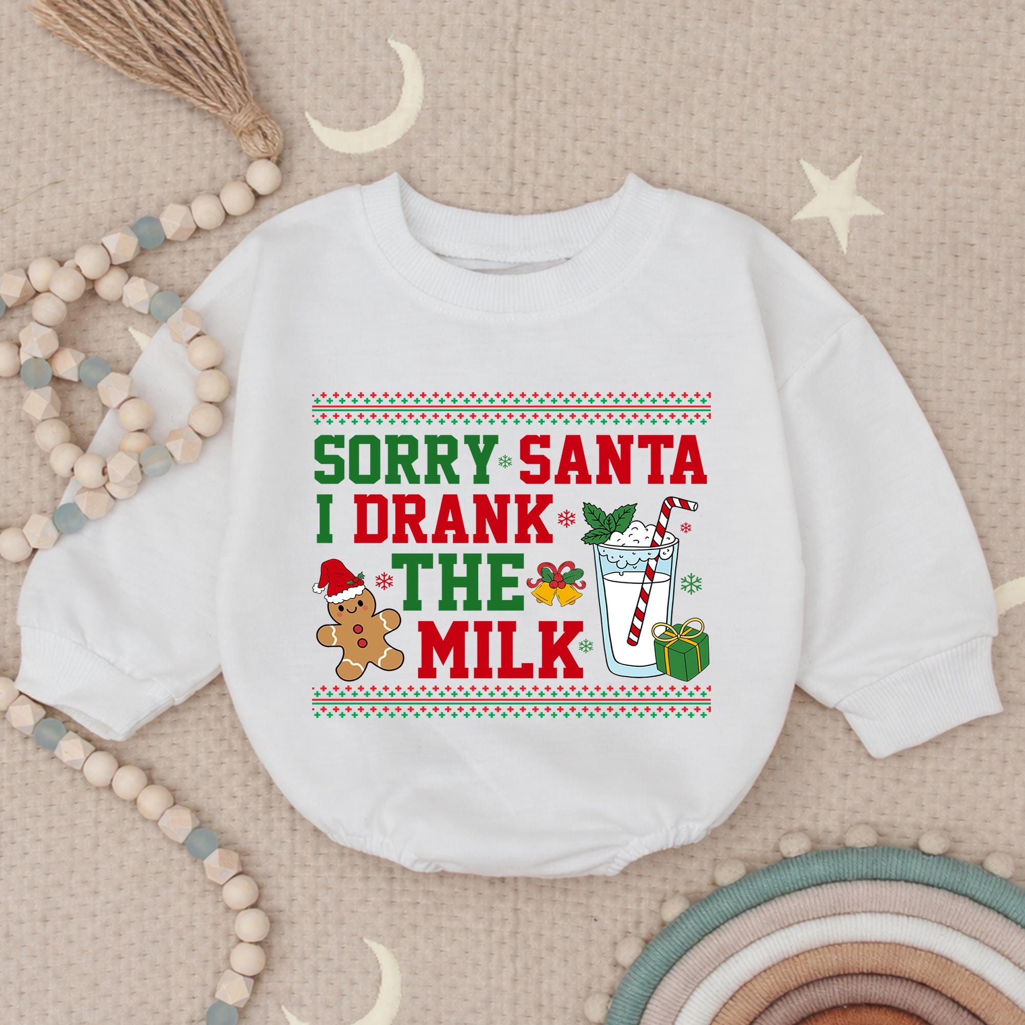 Sorry Santa I Drank the Milk Baby Christmas Romper, Funny Holiday Outfit with Festive Print, Cute Xmas Pajamas Baby Gift