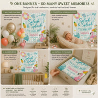 Splish and Splash Baby Shower Decor Kit Personalized Flamingo Banner Favor Bundle Summer Party Decorations Teal Pink Blue Theme