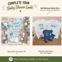 Splish and Splash Baby Shower Decor Kit Personalized Flamingo Banner Favor Bundle Summer Party Decorations Teal Pink Blue Theme