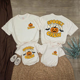 Spooky Cousin Crew Halloween Matching Shirts with Pumpkin and Bat Artwork, Family Costume Tees, Personalized Name Option