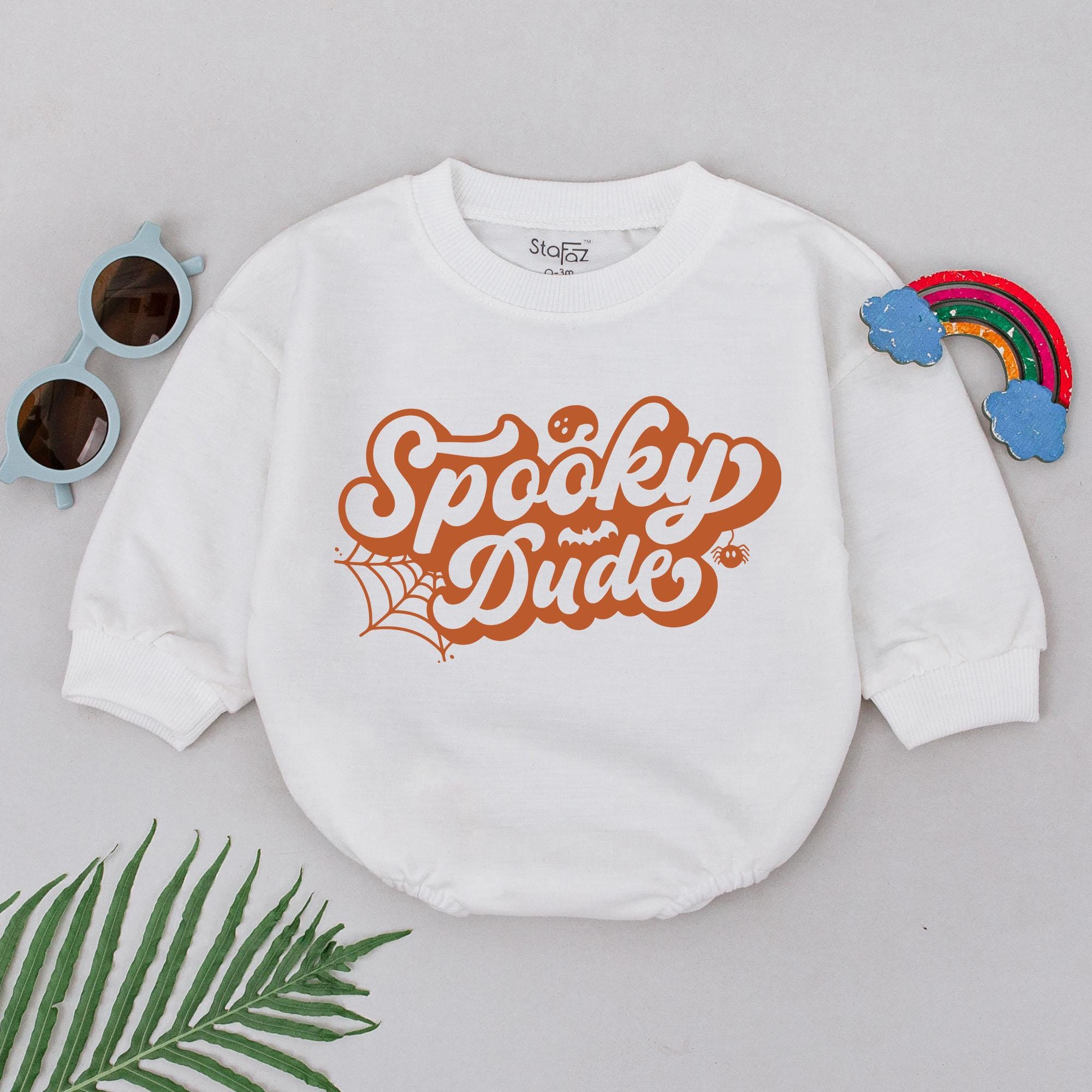 Spooky Dude Halloween Baby Romper Boys Outfit Newborn Gift Soft Cotton Fun Spider Web Design Pumpkin Season First Holiday