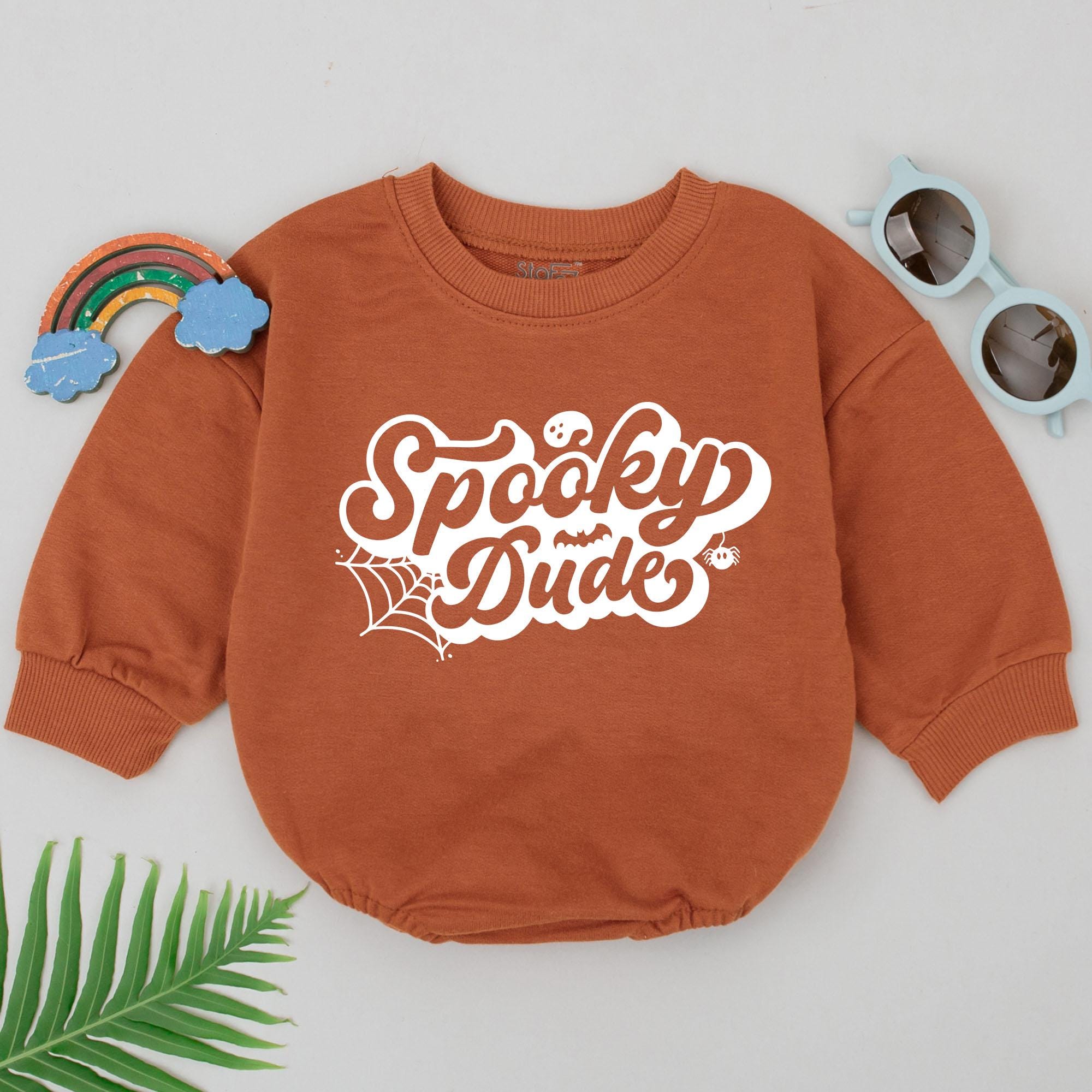 Spooky Dude Halloween Baby Romper Boys Outfit Newborn Gift Soft Cotton Fun Spider Web Design Pumpkin Season First Holiday