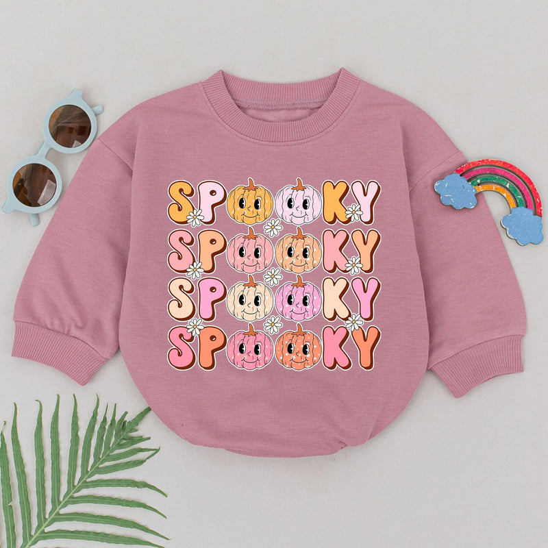 Spooky Dude Pumpkin Halloween Baby Romper for Girls Cheerful First Holiday Gift Newborn Playful Outfit Soft Cotton Boo Season Design