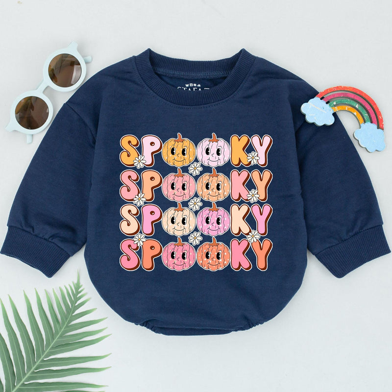 Spooky Dude Pumpkin Halloween Baby Romper for Girls Cheerful First Holiday Gift Newborn Playful Outfit Soft Cotton Boo Season Design