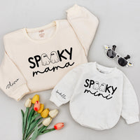 Spooky Mama and Mini Matching Halloween Shirts Cozy Mom Baby Outfit Fun Ghost Design Personalized Festive Family Costume Cotton Gift