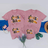 Spooky One Halloween Birthday Shirt for Baby or Toddler with Retro Bubble Letter Design Custom 1st Birthday Outfit Family Matching Tee