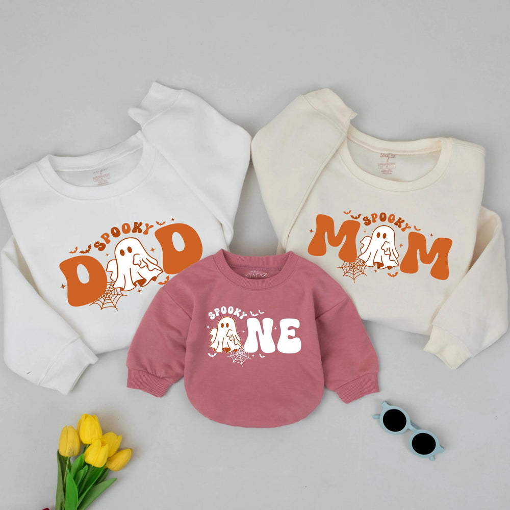 Spooky One Halloween Birthday Sweatshirt with Ghost Design, First Birthday Outfit, Toddler Matching Family Shirt, Cute Halloween Gift