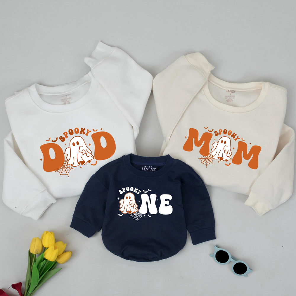 Spooky One Halloween Birthday Sweatshirt with Ghost Design, First Birthday Outfit, Toddler Matching Family Shirt, Cute Halloween Gift