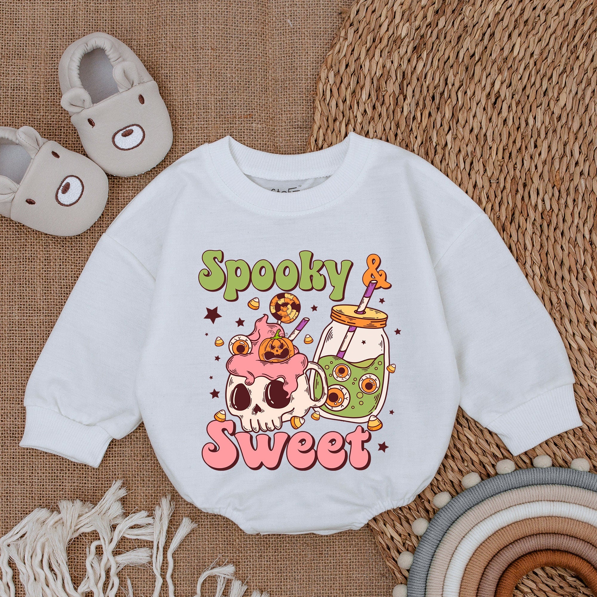 Spooky Sweet Baby Romper with Cartoon Skull Pumpkin Halloween Design Soft Cotton Outfit Infant Boy First Holiday Clothes