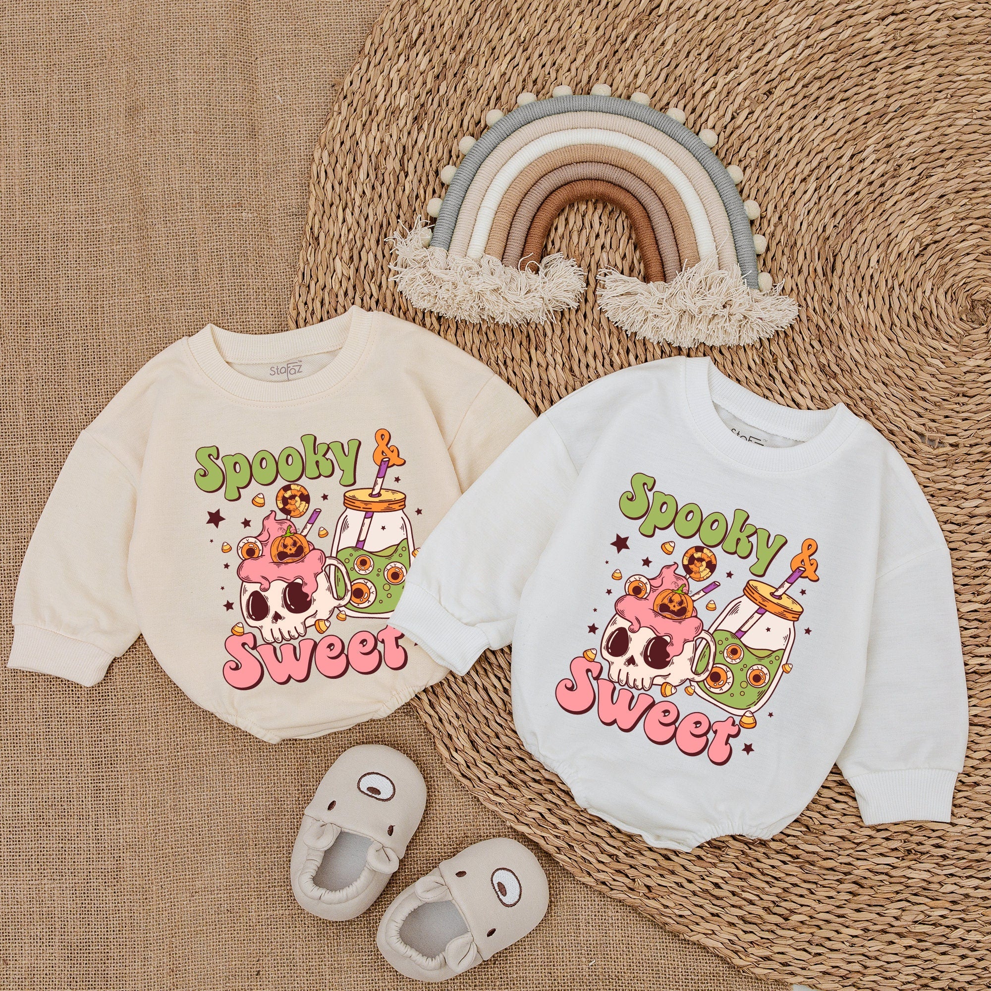 Spooky Sweet Baby Romper with Cartoon Skull Pumpkin Halloween Design Soft Cotton Outfit Infant Boy First Holiday Clothes