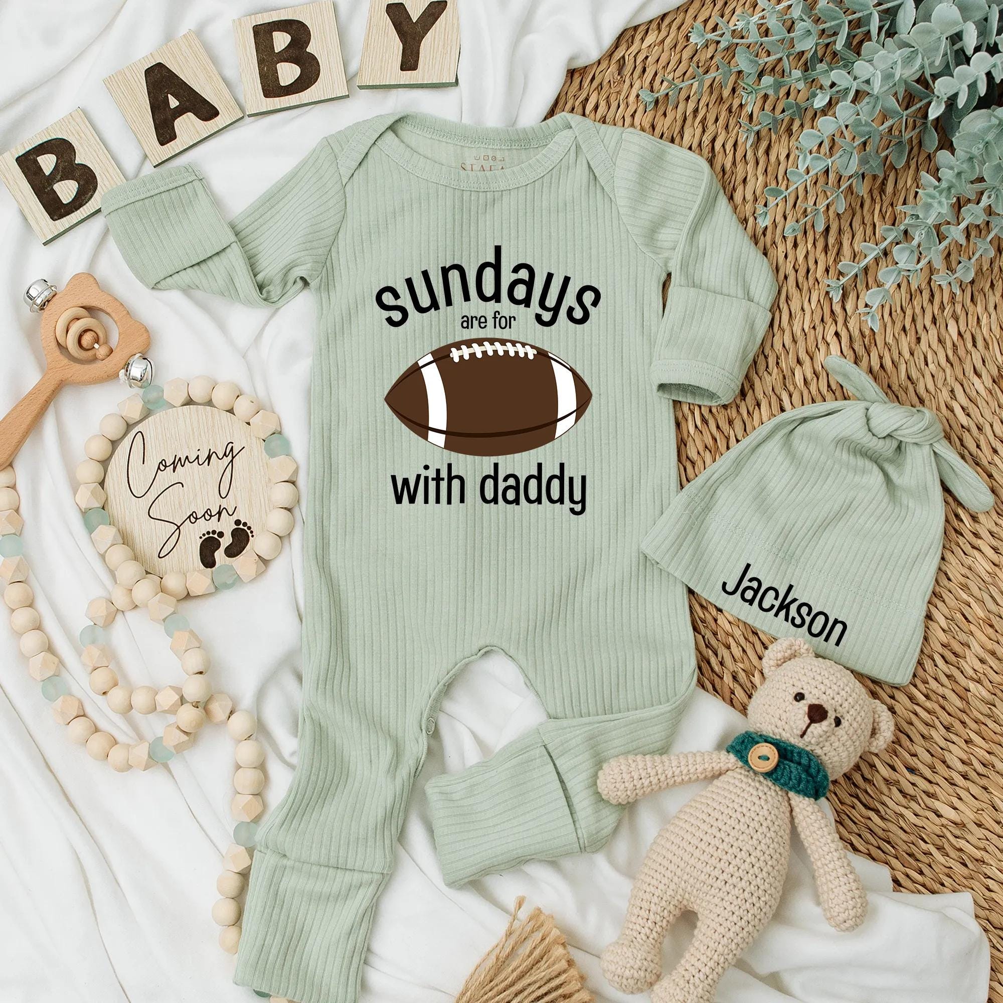 Sundays are for Football Baby Bodysuit with Daddy Cute Outfit Game Day Newborn Cotton Soft Comfortable Infant Casual Gift