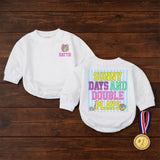 Sunny Days and Double Plays Baby Bubble Romper, Custom Softball Name Outfit, Ultra-Soft Cotton, Matching Family Style for Summer Playtime
