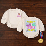 Sunny Days and Double Plays Baby Bubble Romper, Custom Softball Name Outfit, Ultra-Soft Cotton, Matching Family Style for Summer Playtime