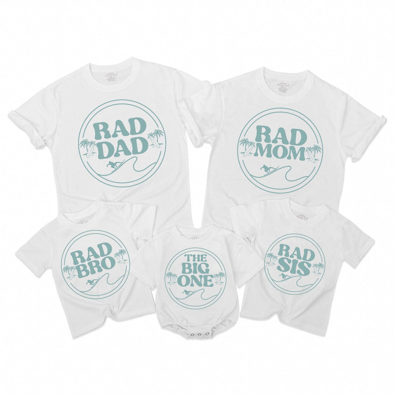 Surf 1st Birthday Shirt The Big One Rad Mom Dad Matching Family Outfits Vintage Teal Palm Tree Design Comfortable Cotton Toddler Gift