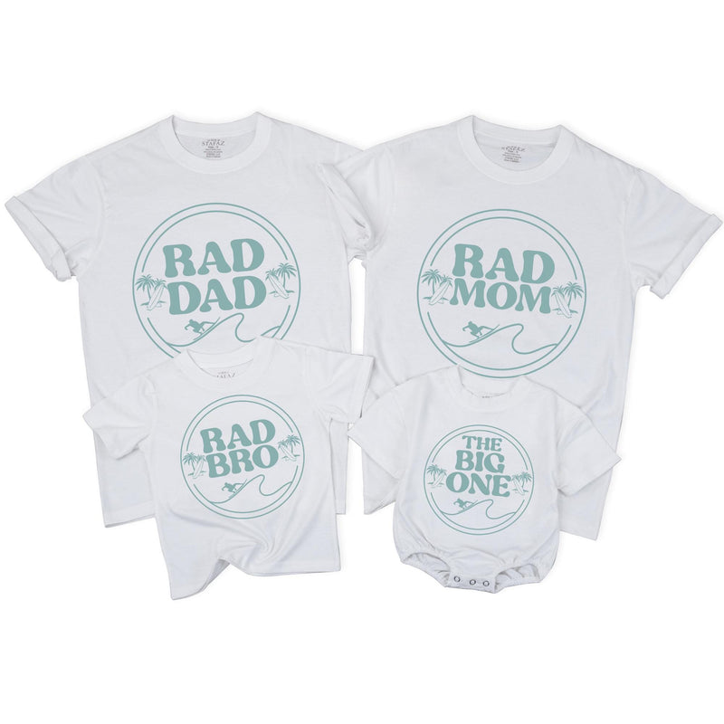 Surf 1st Birthday Shirt The Big One Rad Mom Dad Matching Family Outfits Vintage Teal Palm Tree Design Comfortable Cotton Toddler Gift