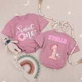 Sweet One Donut Baby Romper with Custom Name, 1st Birthday Outfit, Pink Sprinkle Donut Design, Cake Smash Baby Girl Romper