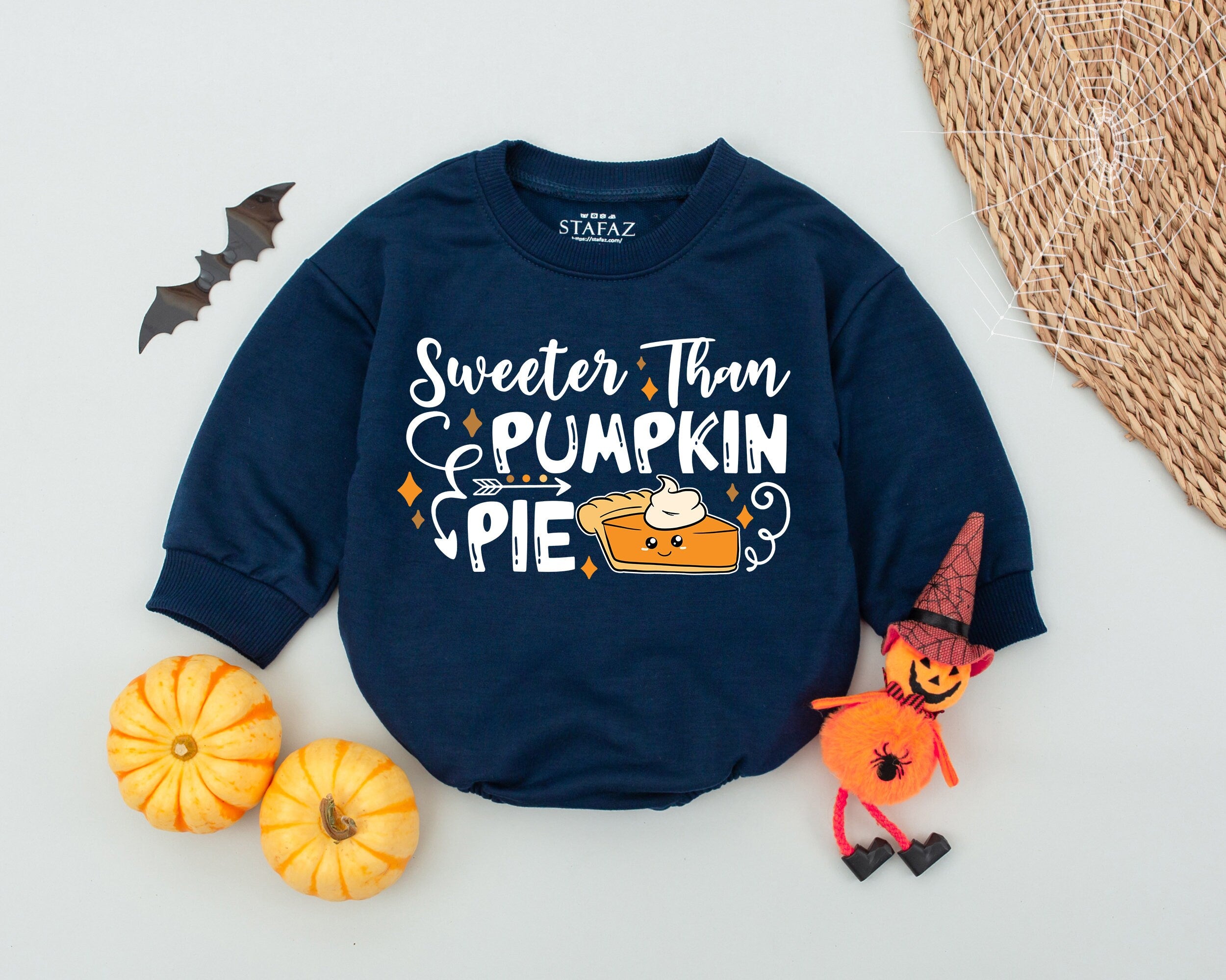 Sweeter Than Pumpkin Pie Baby Romper Halloween Outfit Soft Cotton First Holiday Gift for Boys Girls Festive Pumpkin Design