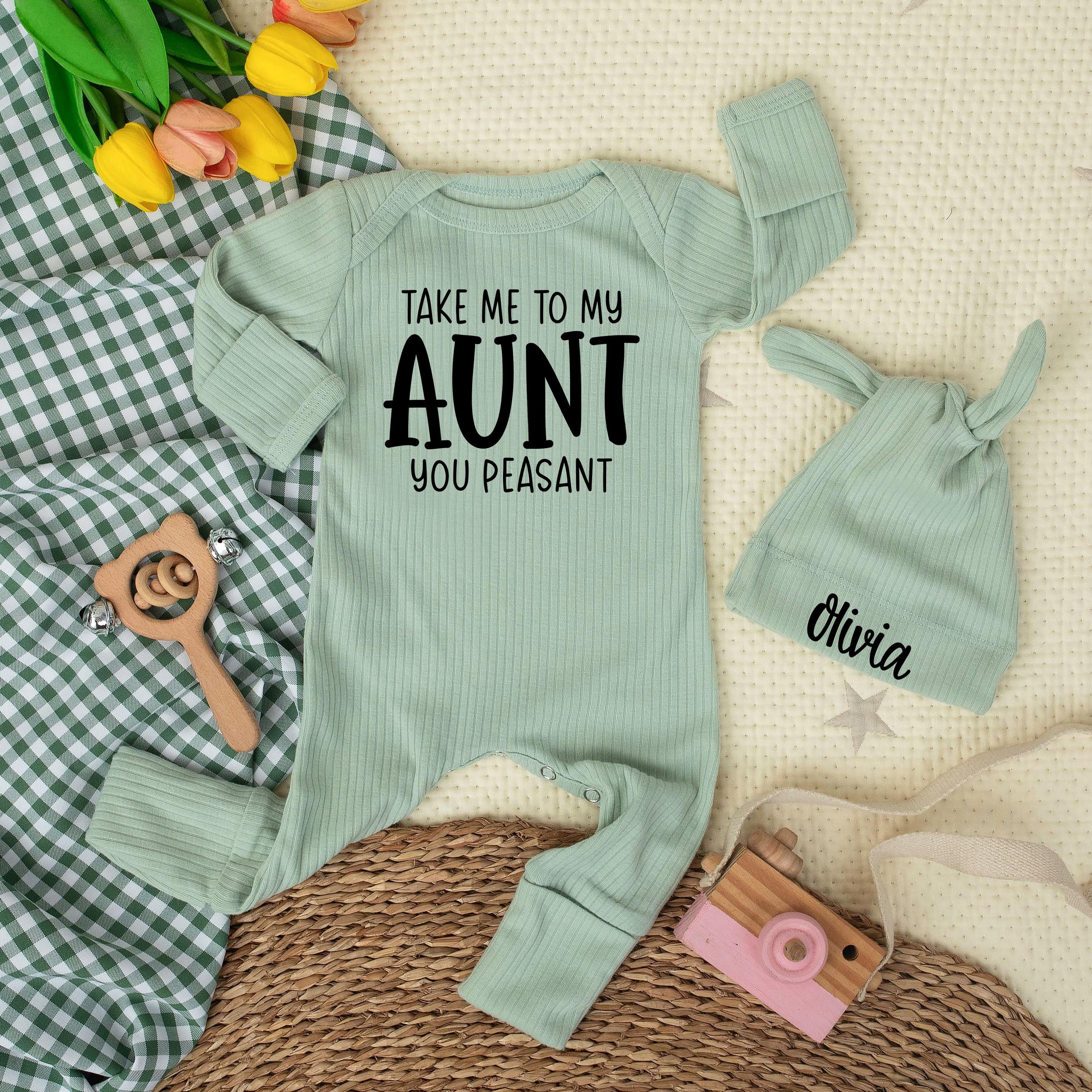 Take Me to My Aunt You Peasant Baby Bodysuit Funny Infant Outfit Gift for Niece or Nephew Soft Cotton Clothes from Aunt Minimalist Design