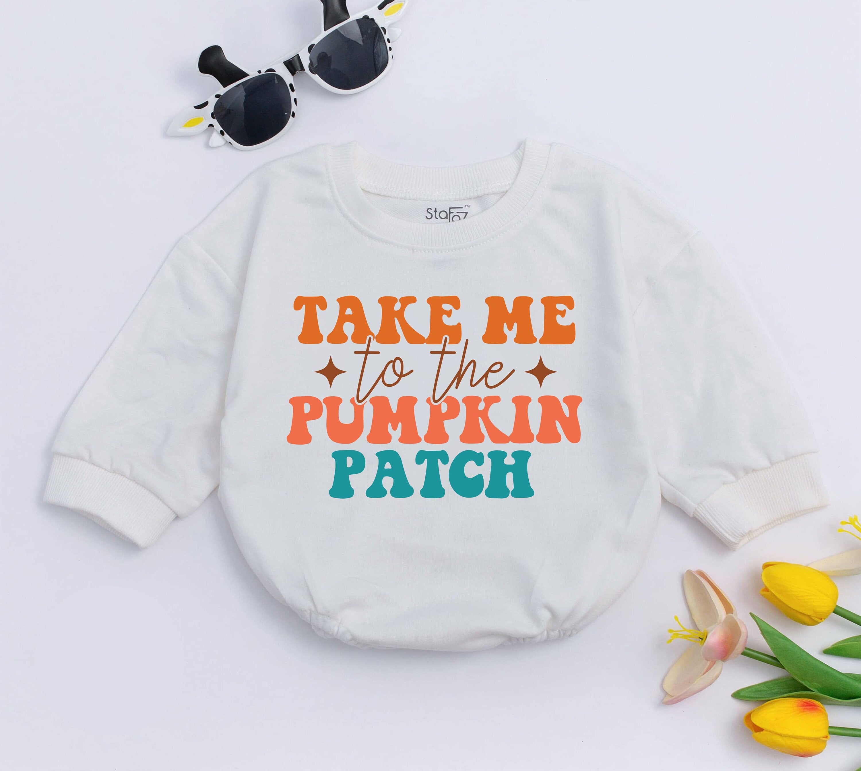 Take Me To The Pumpkin Patch Baby Romper Long Sleeve Fall Outfit for Girl Infant Bodysuit Soft Cotton Baby Shower Gift