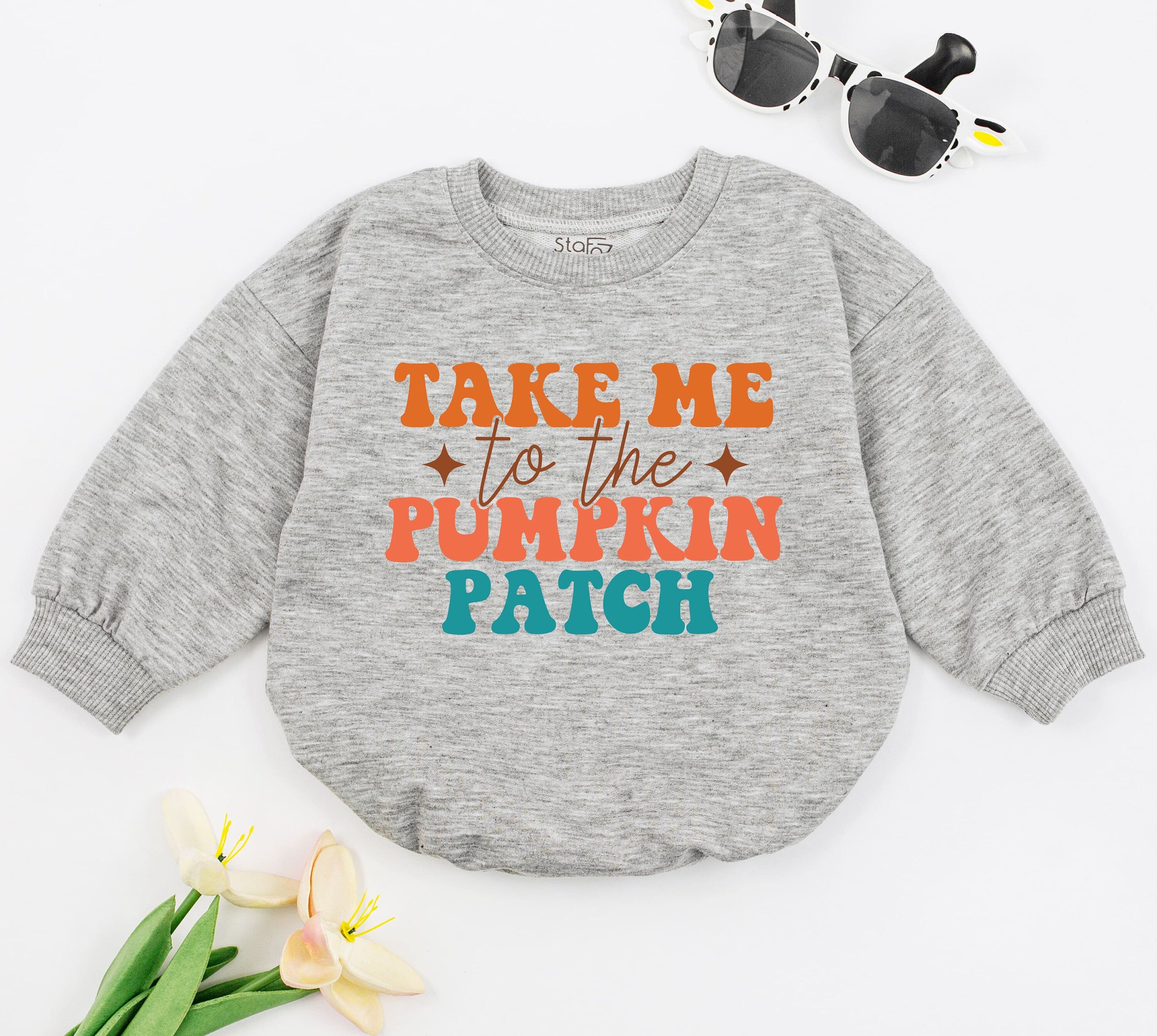 Take Me To The Pumpkin Patch Baby Romper Long Sleeve Fall Outfit for Girl Infant Bodysuit Soft Cotton Baby Shower Gift