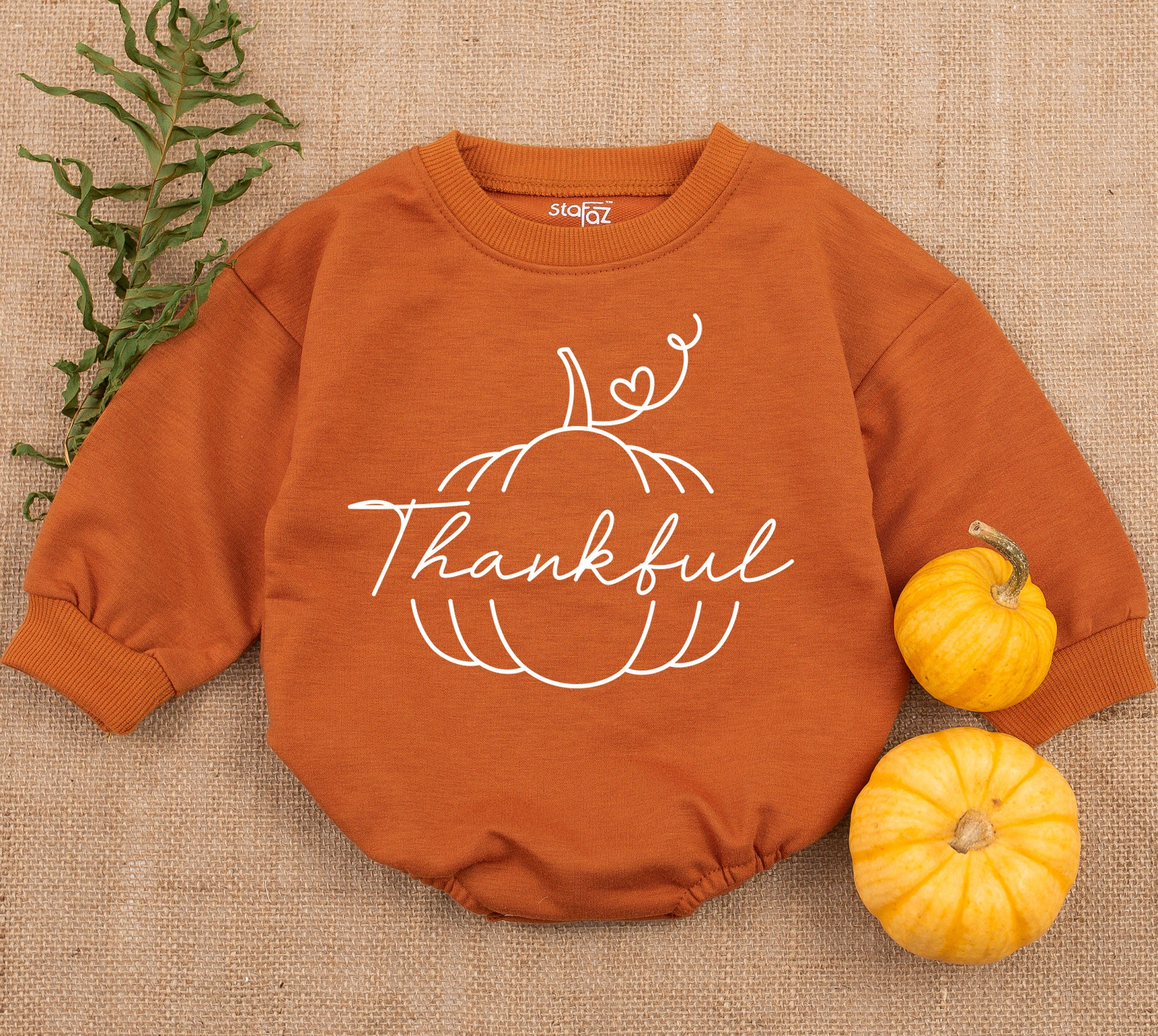 Thankful Baby Romper with Pumpkin Design Soft Cotton First Thanksgiving Outfit Autumn Baby Shower Gift Comfortable Infant Clothing