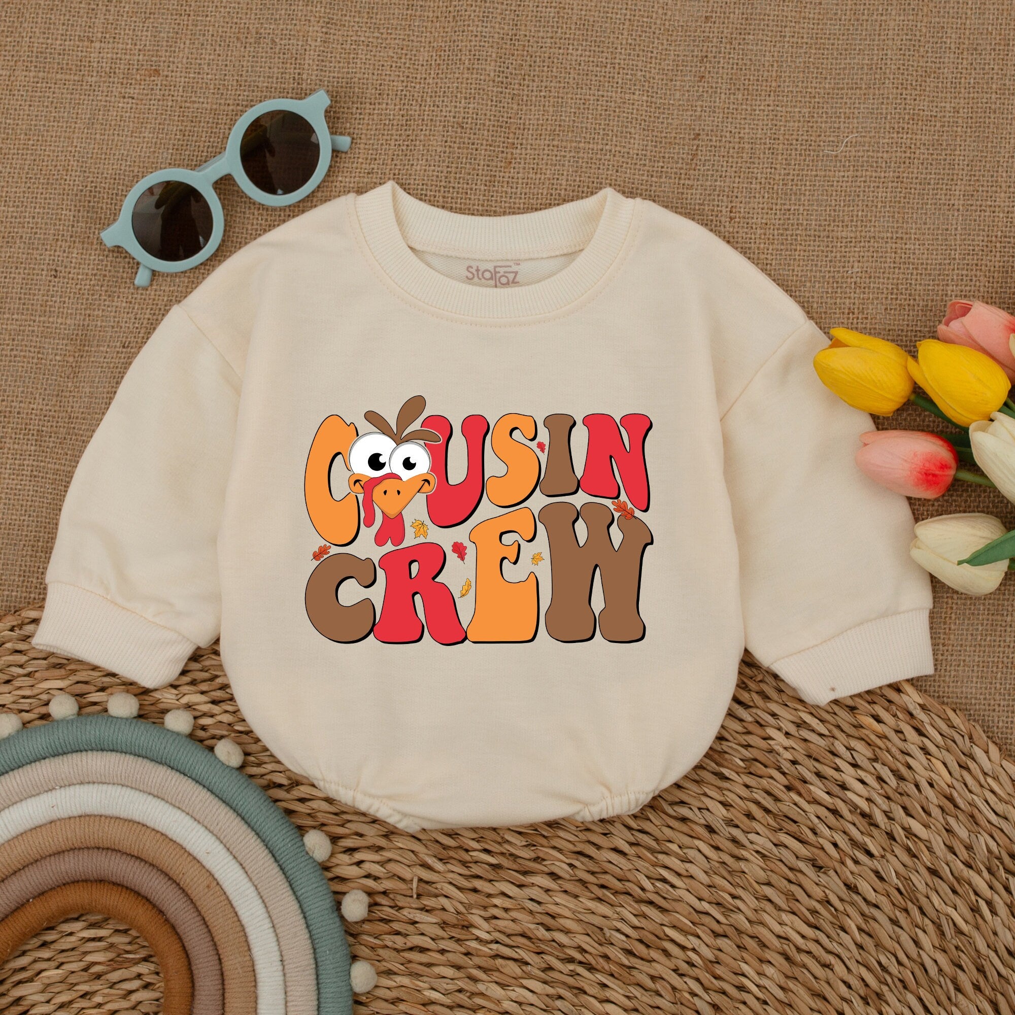 Thanksgiving Cousin Crew Baby Romper Playful Turkey Design Infant Fall Outfit Holiday Family Matching Cotton Comfortable Festive Clothes