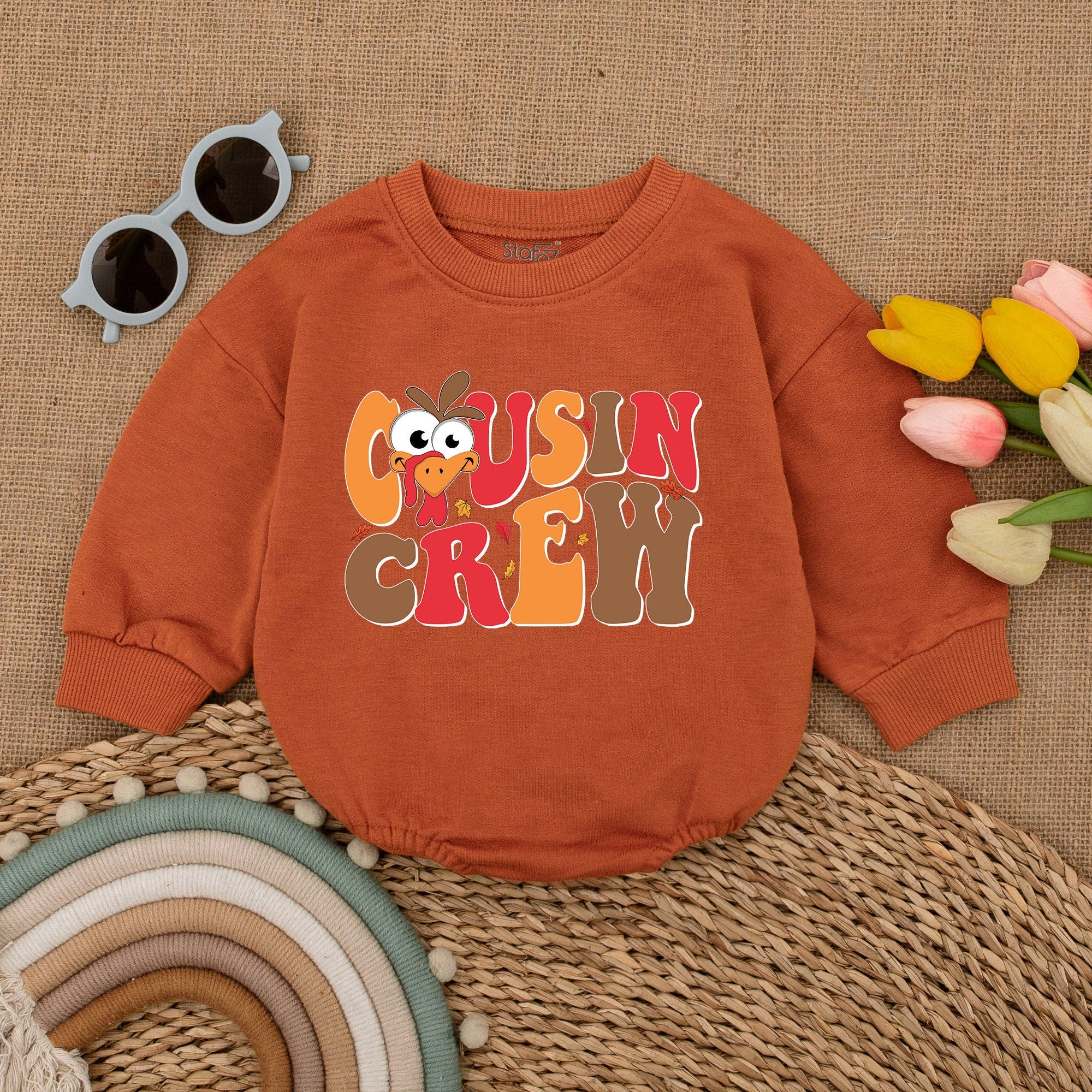 Thanksgiving Cousin Crew Baby Romper Playful Turkey Design Infant Fall Outfit Holiday Family Matching Cotton Comfortable Festive Clothes