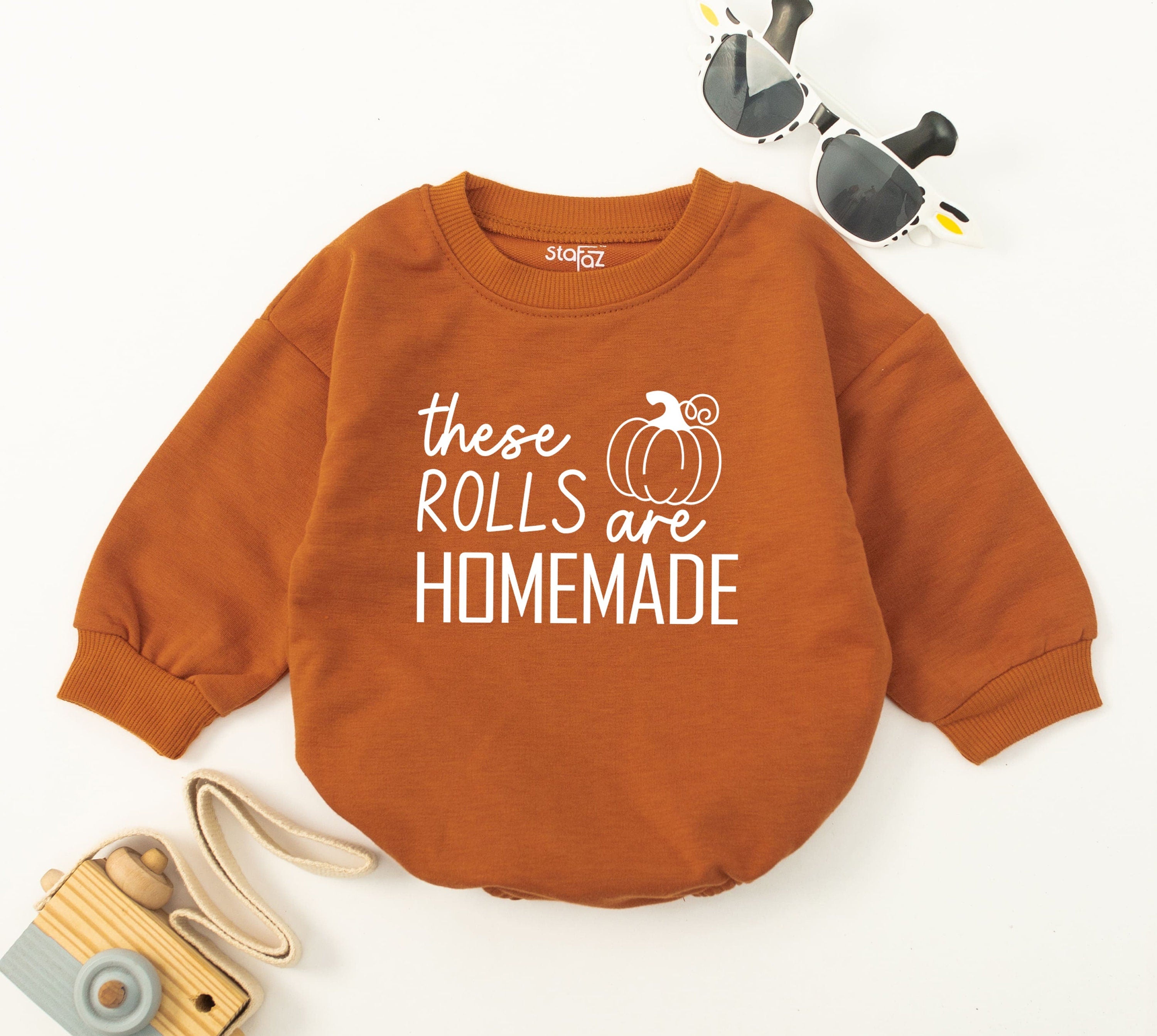 These Rolls Are Homemade Baby Romper Pumpkin Patch Fall Bodysuit Cute Thanksgiving Infant Clothes Soft Cotton Gift