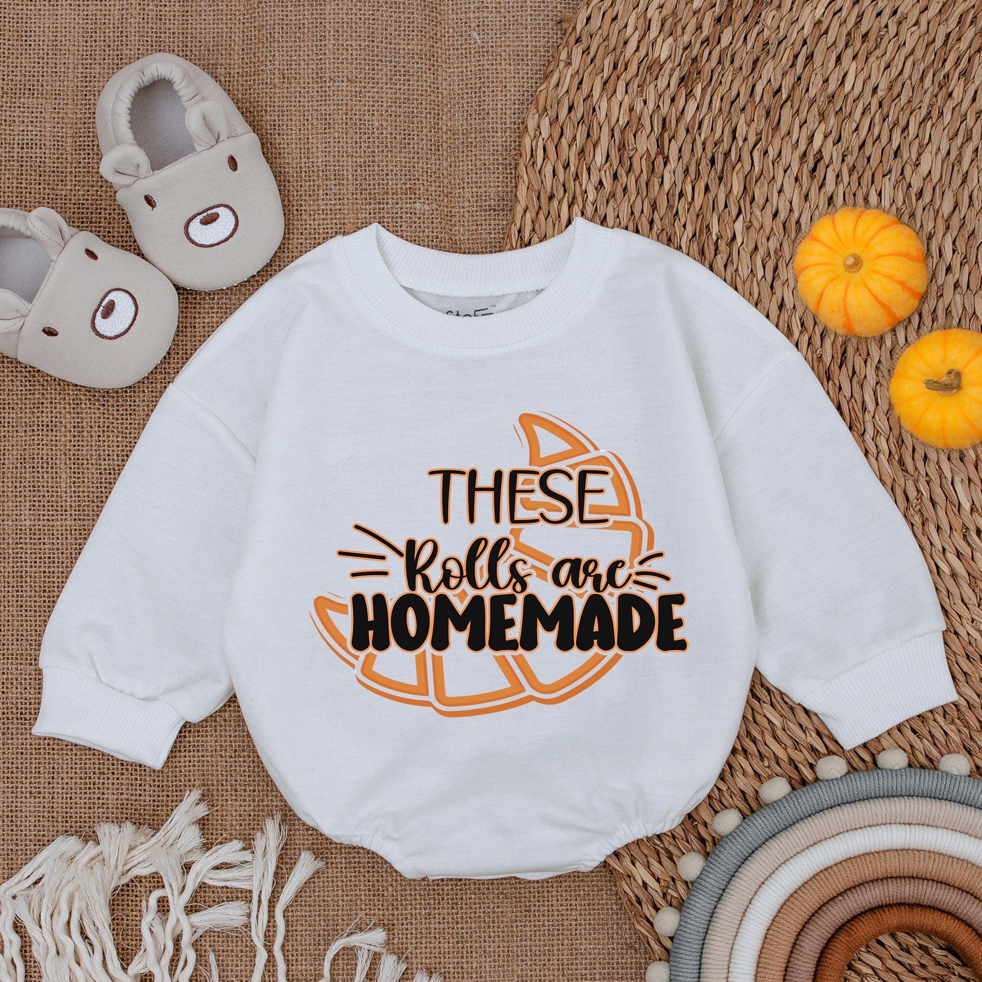 These Rolls Are Homemade Infant Romper Thanksgiving Outfit Baby Holiday Clothes First Thanksgiving Cotton Soft Festive Gender Reveal