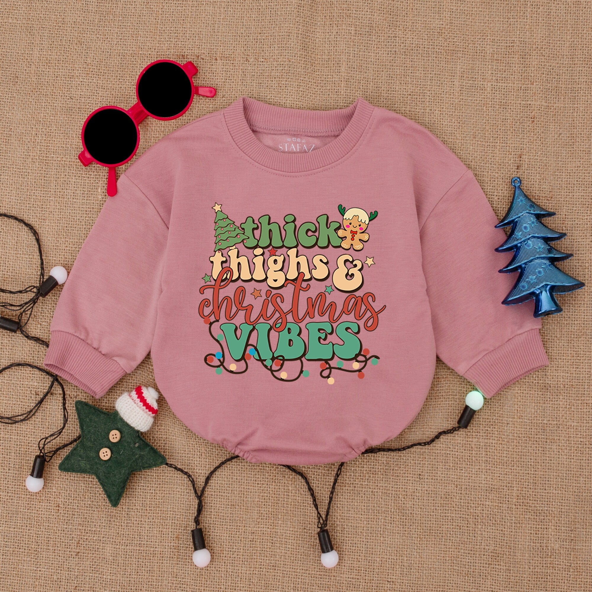Thick Thighs Christmas Vibes Baby Romper Festive Holiday Infant Outfit First Christmas Girl Bodysuit Cotton Soft Baby Shower Gift