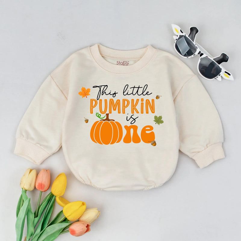 This Little Pumpkin Is One Fall Romper Baby Girl Birthday Outfit Autumn 1st Halloween Costume Soft Cotton Festive Design Gift