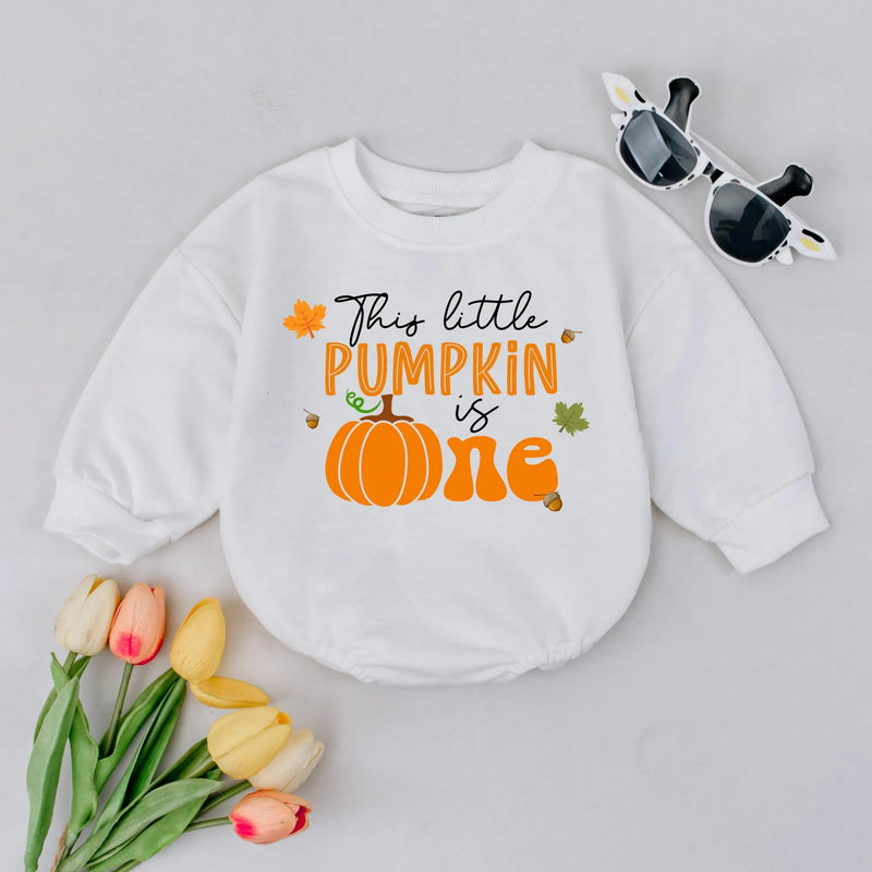 This Little Pumpkin Is One Fall Romper Baby Girl Birthday Outfit Autumn 1st Halloween Costume Soft Cotton Festive Design Gift