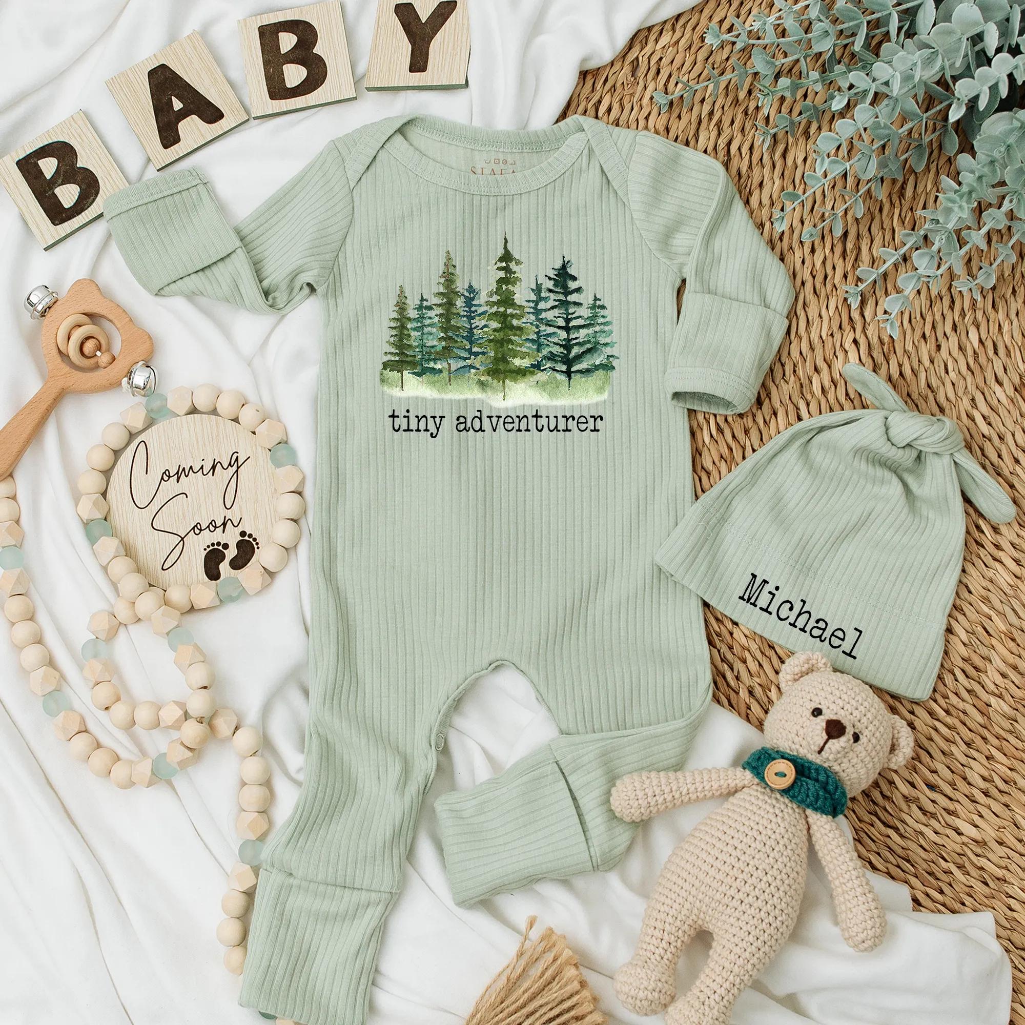 Tiny Adventurer Baby Bodysuit Custom Woodland Outfit for Newborns Cute Nature Theme Gift for Outdoor Adventure Baby Shower Forest Romper