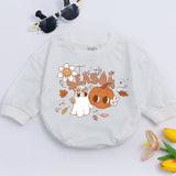 Tis the Season Baby Romper Retro Fall Design Halloween Ghost Pumpkin Daisy Soft Cotton Infant Bodysuit for Holiday Celebrations
