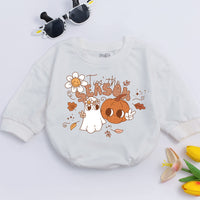 Tis the Season Baby Romper Retro Fall Design Halloween Ghost Pumpkin Daisy Soft Cotton Infant Bodysuit for Holiday Celebrations