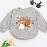 Tis the Season Baby Romper Retro Fall Design Halloween Ghost Pumpkin Daisy Soft Cotton Infant Bodysuit for Holiday Celebrations