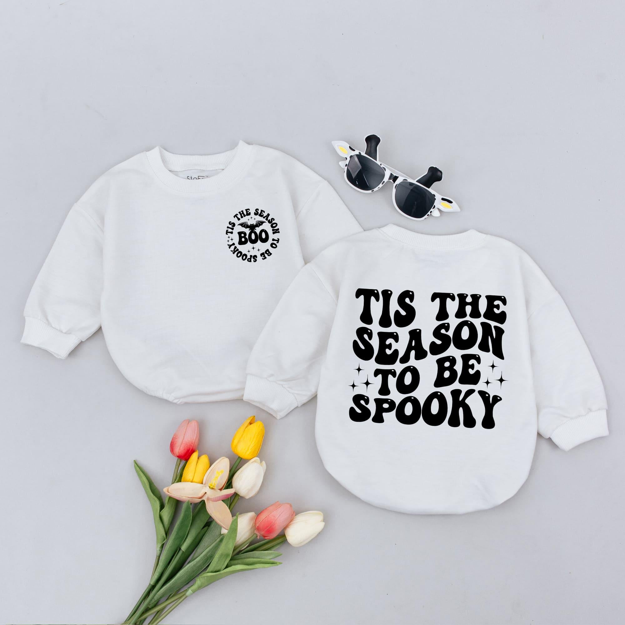 Tis The Season To Be Spooky Halloween Baby Romper Fun Ghost Outfit Infant Holiday Bodysuit Soft Cotton First Halloween Party Clothes