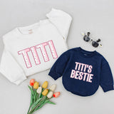 Titi and Titi's Bestie Matching Sweatshirts for Aunt and Niece Cute Floral Design Soft Cotton Baby and Toddler Outfit New Aunt Gift
