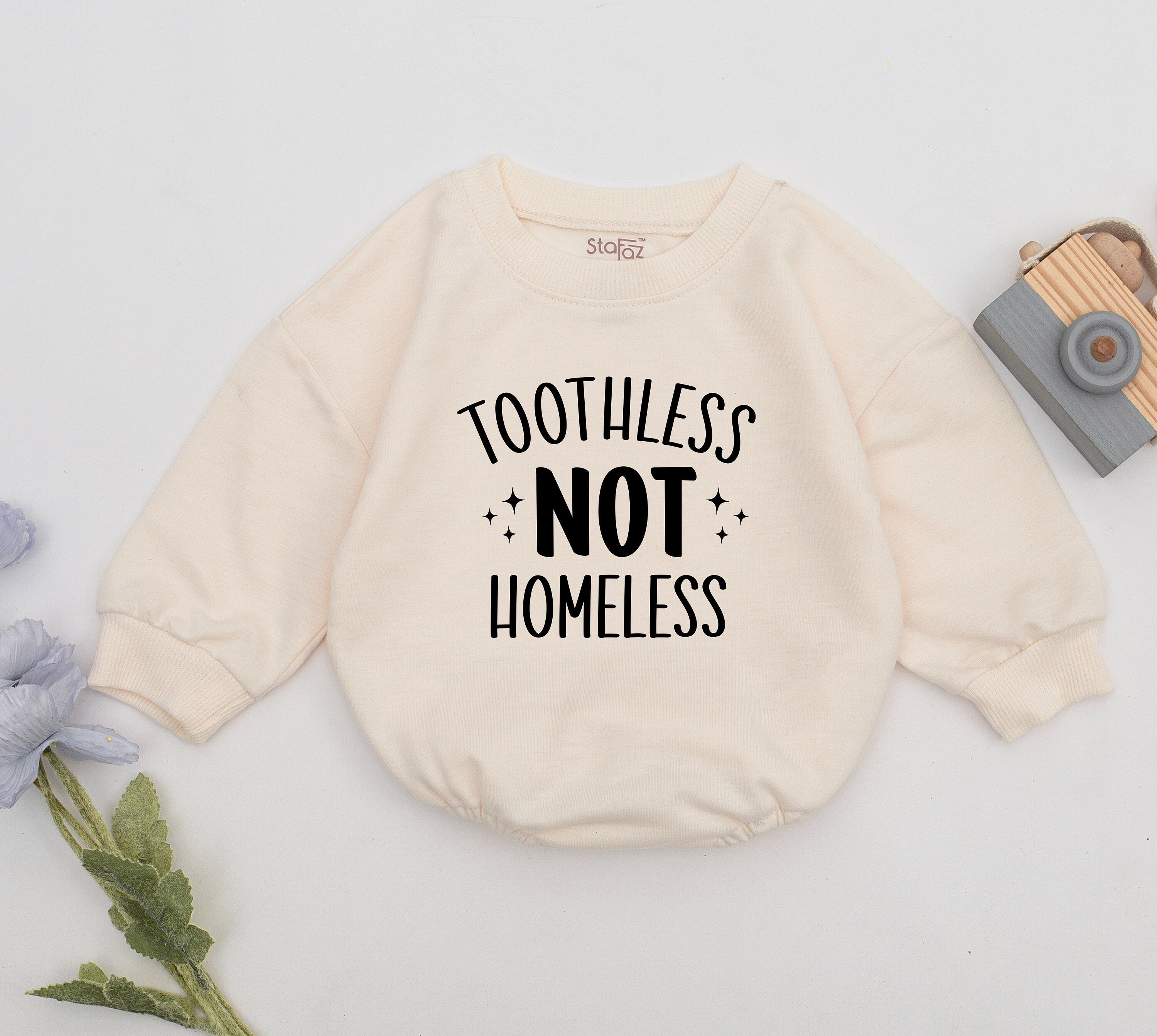 Toothless Not Homeless Baby Romper Funny Infant Bodysuit Gift Soft Cotton Outfit Newborn Shower New Baby Announcement Comfortable