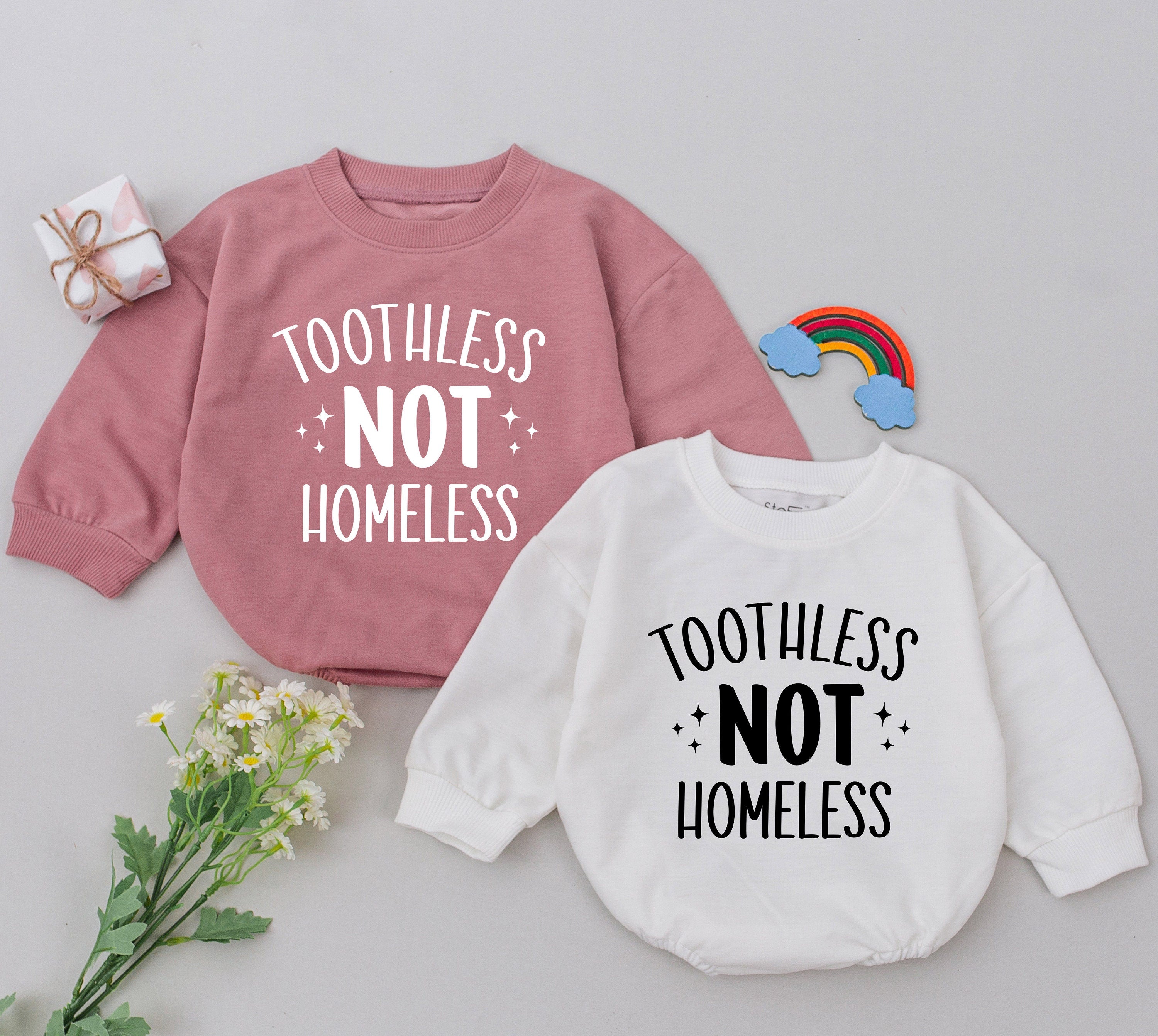 Toothless Not Homeless Baby Romper Funny Infant Bodysuit Gift Soft Cotton Outfit Newborn Shower New Baby Announcement Comfortable