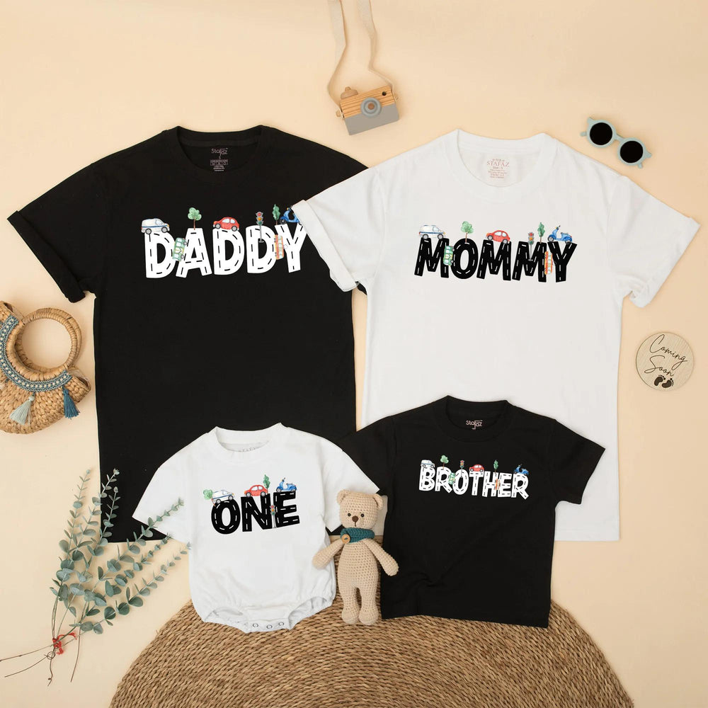Transportation Birthday Family Matching Shirts for Mom Dad and Kids Custom Party Outfit Personalized Gift for Birthday Boy Celebration