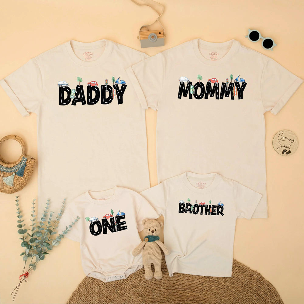 Transportation Birthday Family Matching Shirts for Mom Dad and Kids Custom Party Outfit Personalized Gift for Birthday Boy Celebration