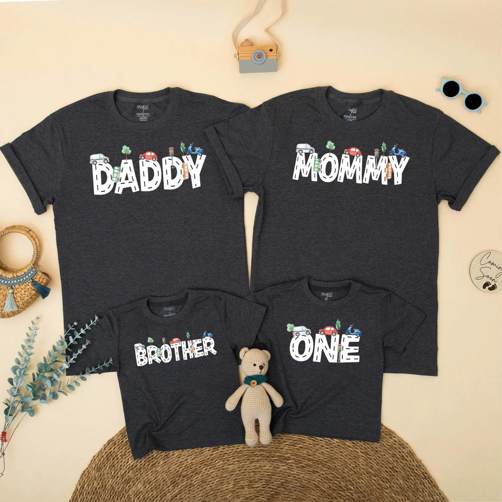 Transportation Birthday Family Matching Shirts for Mom Dad and Kids Custom Party Outfit Personalized Gift for Birthday Boy Celebration