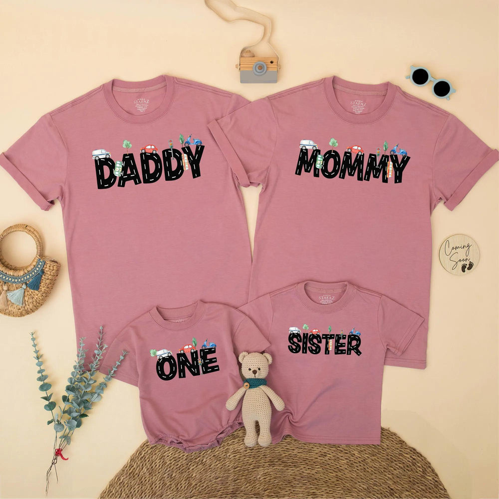 Transportation Birthday Family Matching Shirts for Mom Dad and Kids Custom Party Outfit Personalized Gift for Birthday Boy Celebration