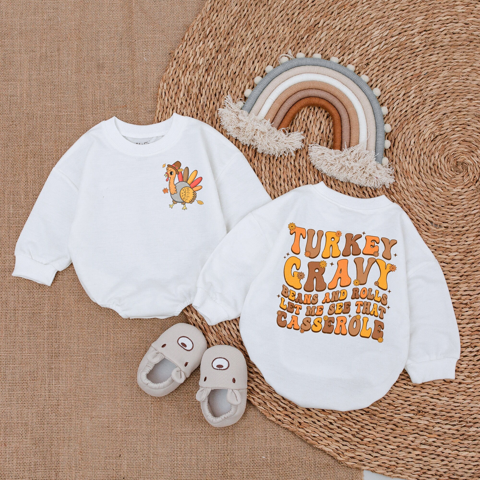 Turkey Gravy Casserole Baby Romper Fun Thanksgiving Outfit Soft Cotton Infant Gift First Holiday Celebration Clothes Festive Design