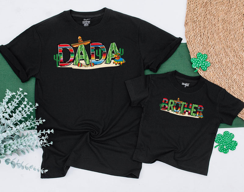 Uno Fiesta Birthday Shirt Matching Family Outfits Vibrant Mexican Design with Sombreros Cacti Maracas Personalized Baby Bodysuit
